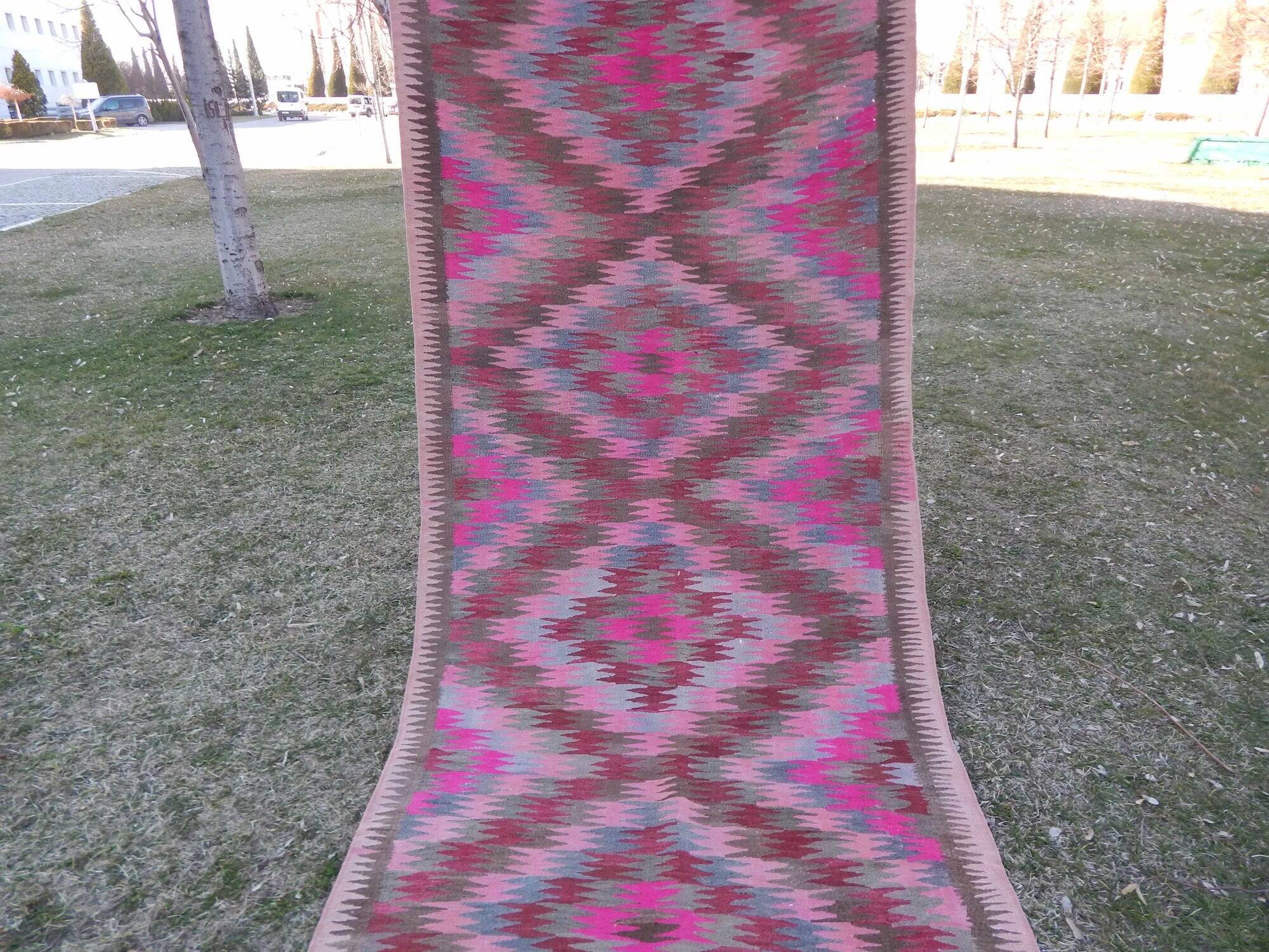 Vintage Turkish hallway rug 119x289 cm