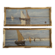 Set of 2 Oil Paintings on Wooden Panels Marine Sailboats Signed Salain