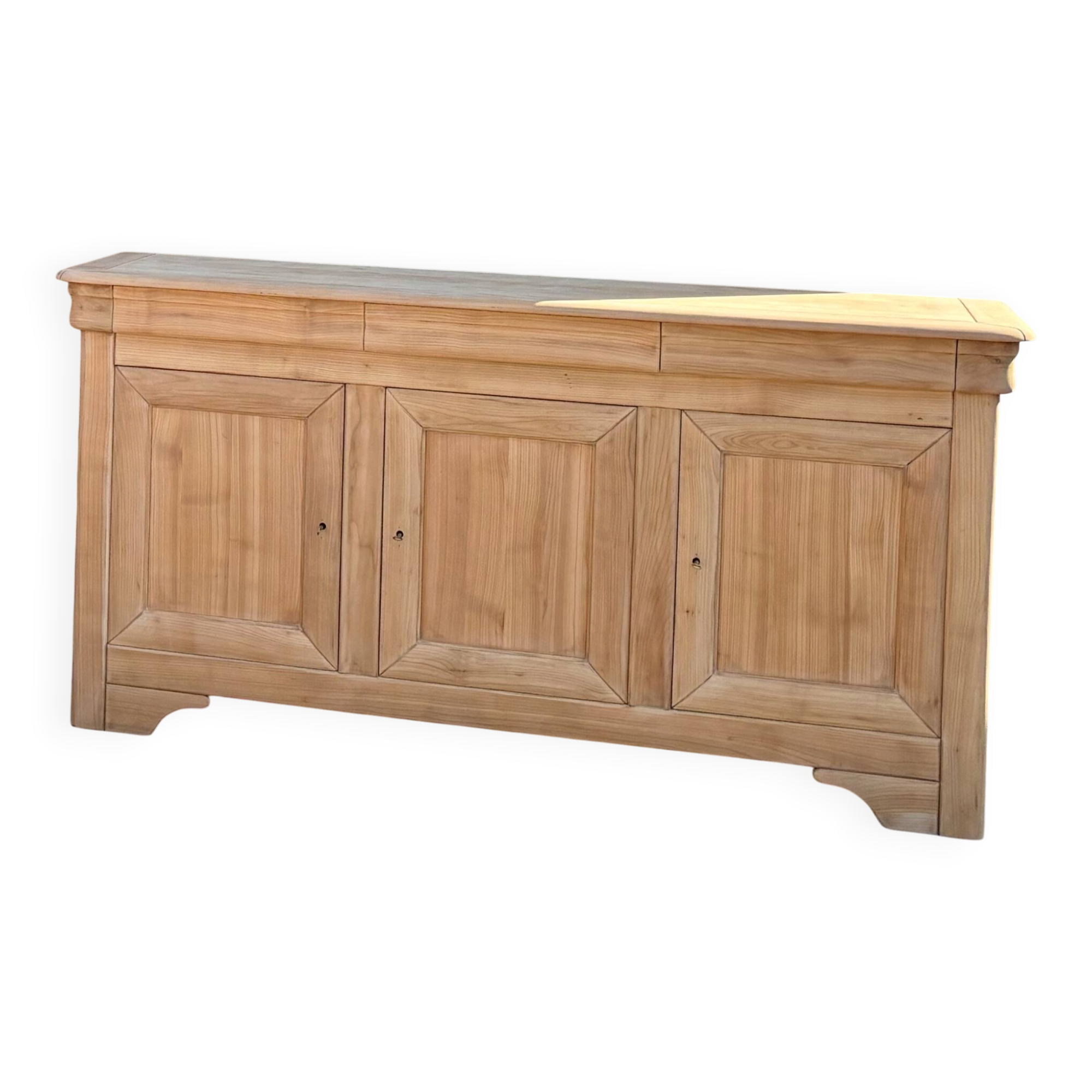 Enfilade ancienne en bois massif brut - 3 tiroirs 