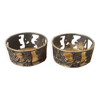 Paire de Porte Bouteilles Vintage Metal argenté 