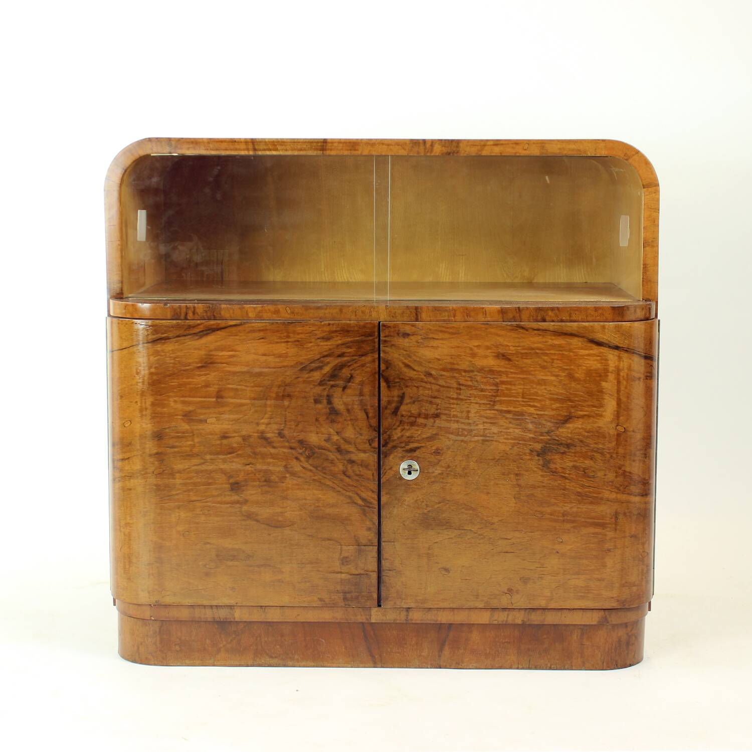 Art Deco Sideboard / Dry Bar In Walnut, Czechoslovakia 1930s
