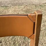 Luigi Gorgoni Roche Bobois 70's chairs in Elm and leather