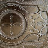 Touareg pedestal tables in wood and embossed leather