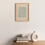 Abstract painting on B293 petrol blue paper signed Eawy