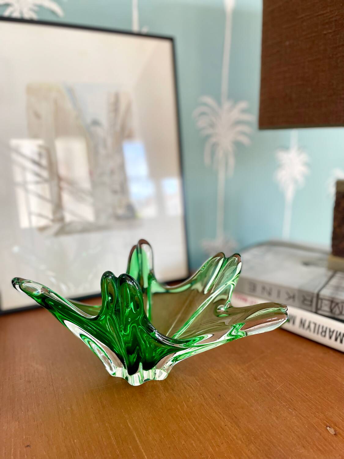 Vintage 60s green blown glass cup