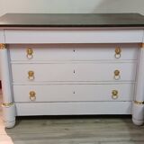 Empire Commode 19th Century - Couture Redesign "Marshmallow" & Gold Leaf