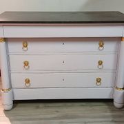 Commode Empire XIXe - Relooking Couture "Guimauve" & Feuille d'Or