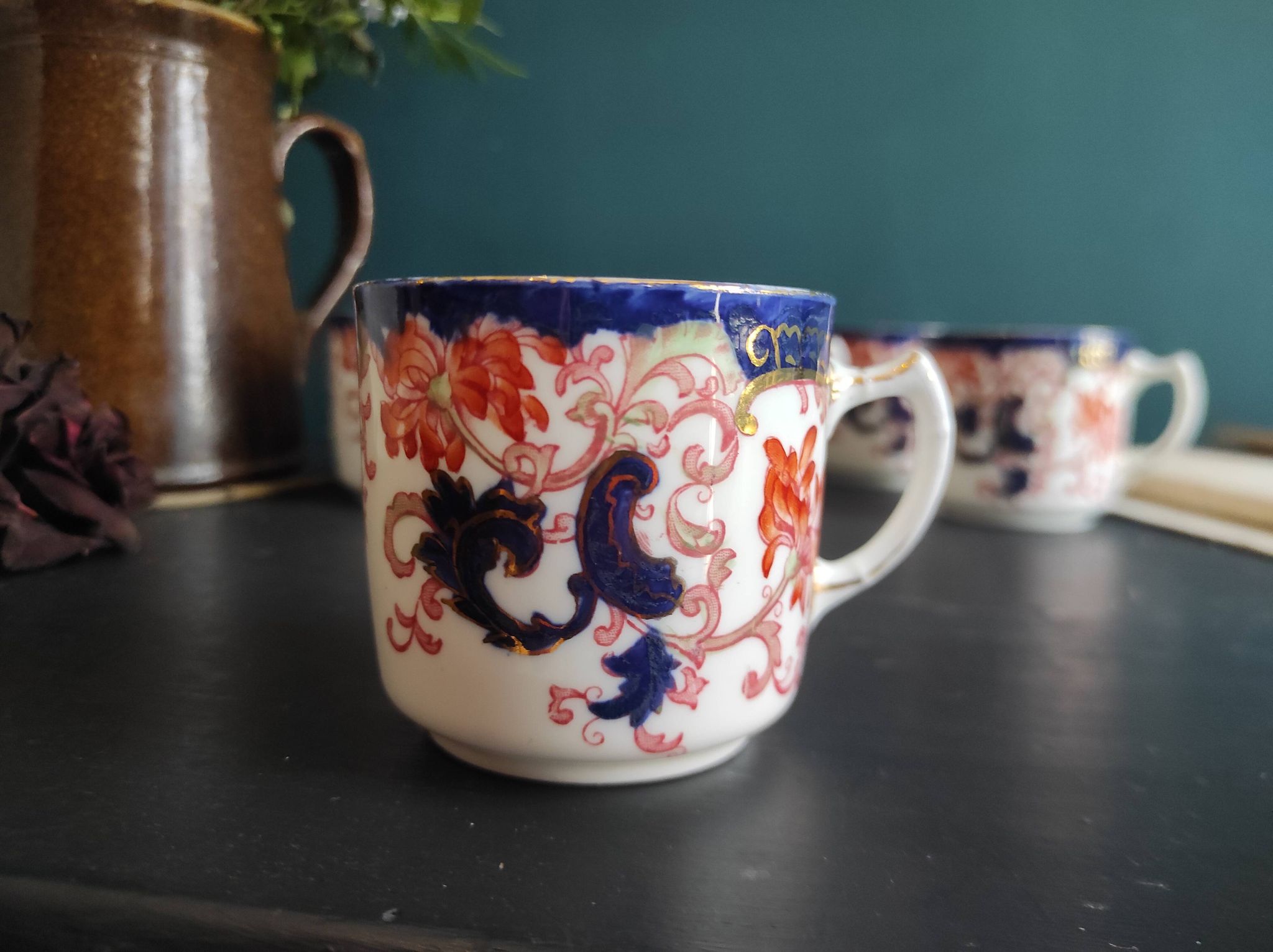 Antique Adderley & Co Lisbon pattern bon china set of 6 tea cups