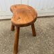 Rustic brutalist tripod wooden stool 1950s