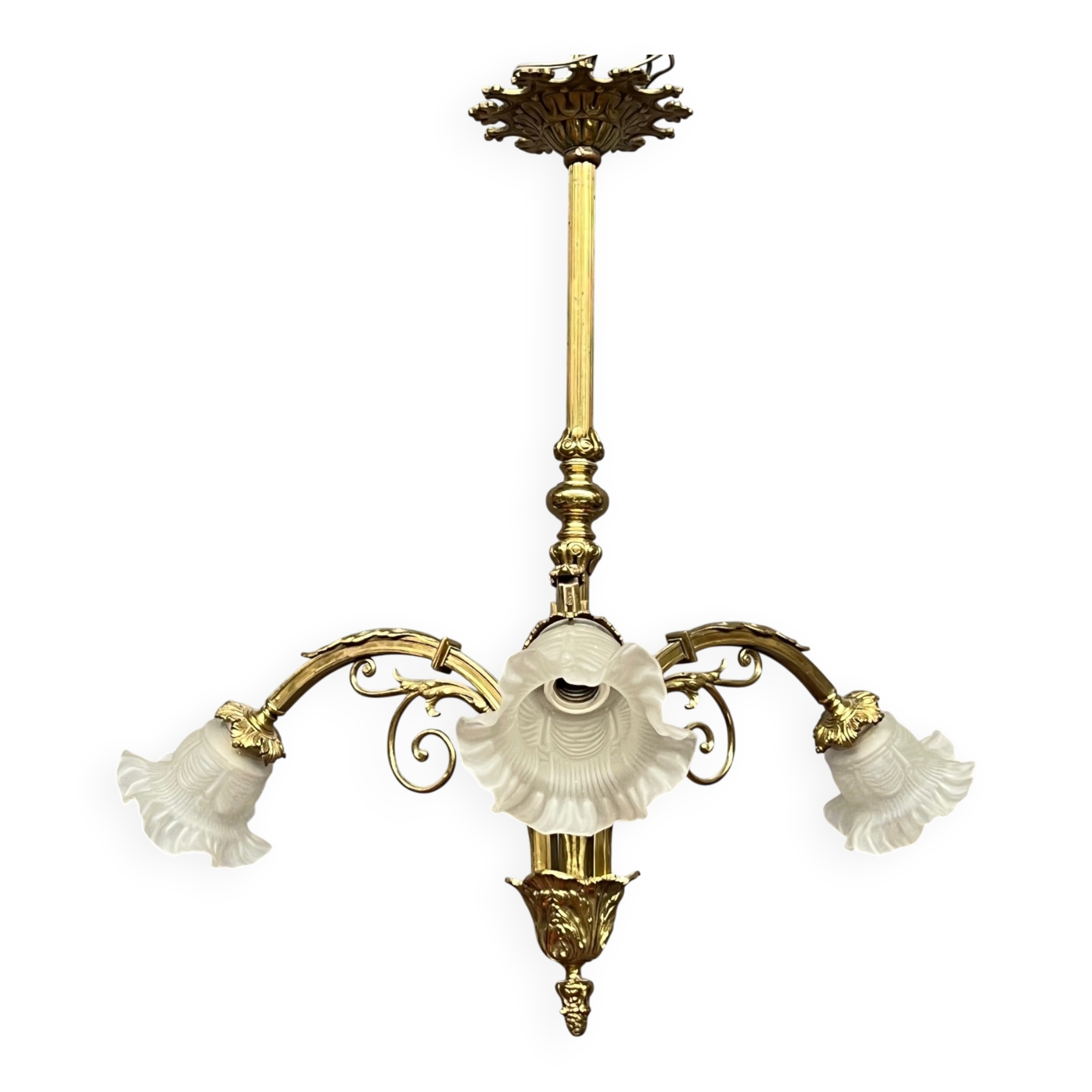 Louis XV style chandelier. Solid gilded bronze.