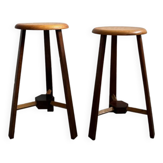 Pair of Art Deco wooden stools