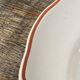 12 white old flat plates with brown fillet