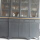 Slate grey china cabinet with wood interior