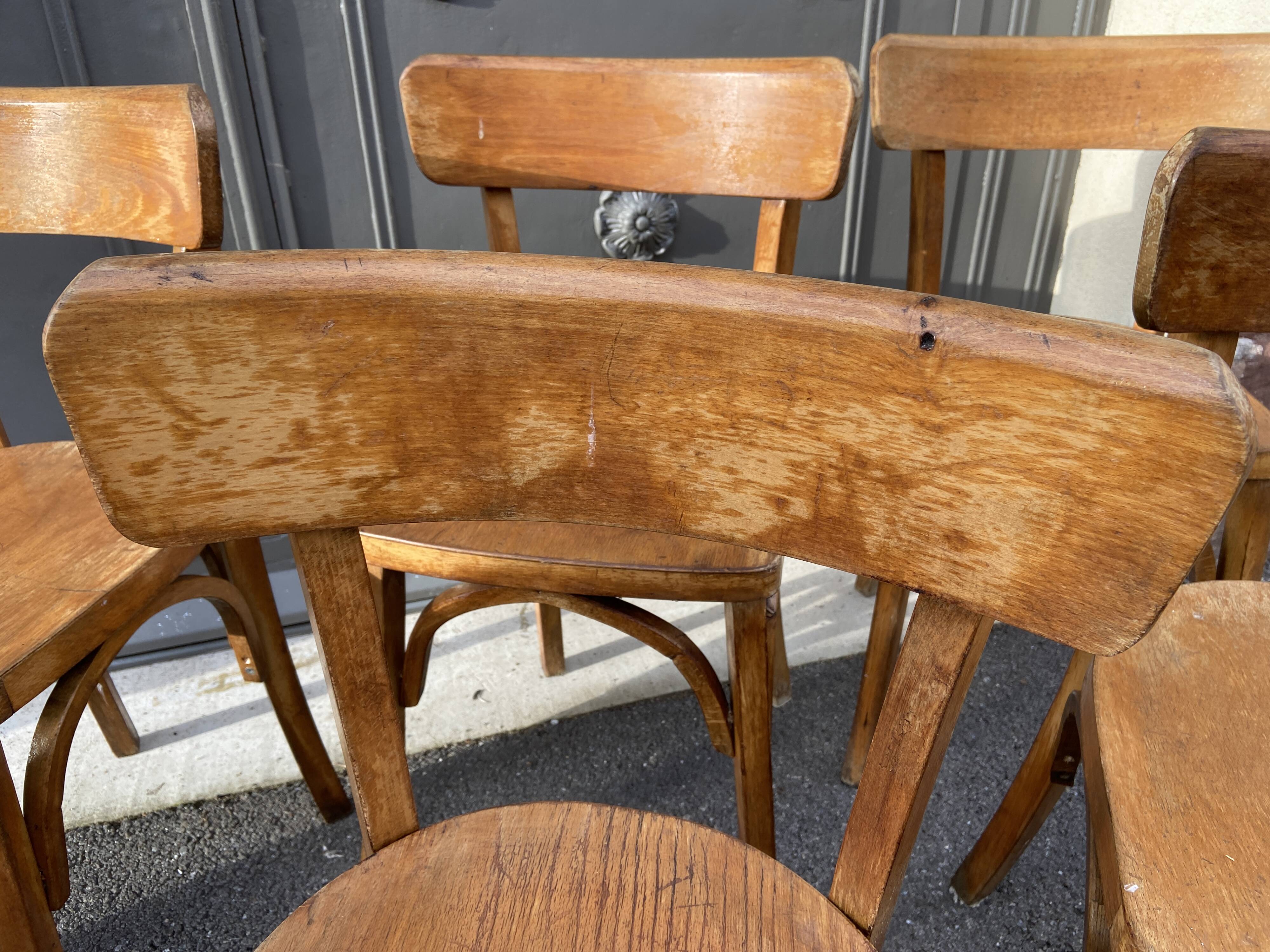 6 chairs bistro coffee wood curved vintage