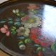 Vintage Russian metal plate with hand-painted floral decoration D 32 cm