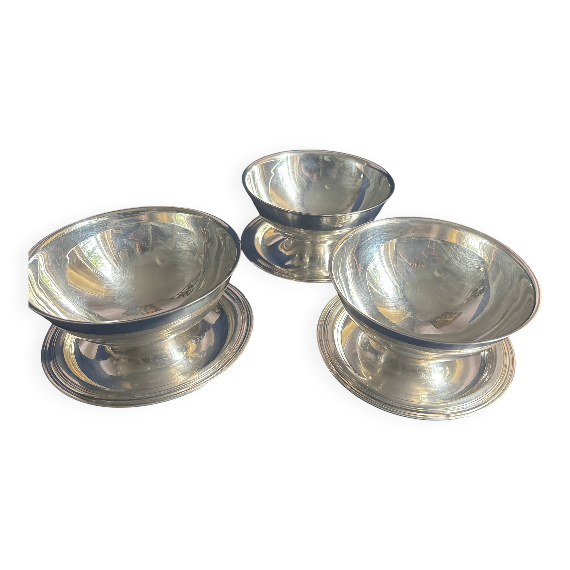 Set of 3 large Christofle silver-plated bowls