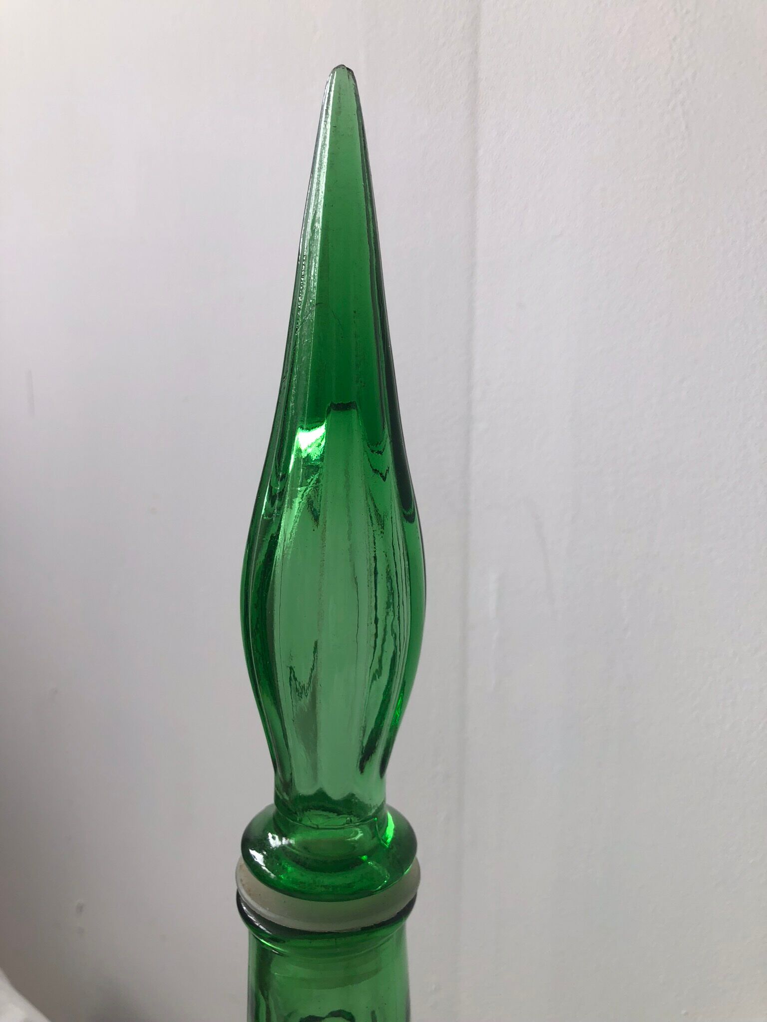 Italian green glass carafe