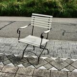 Vintage wrought iron folding garden armchair 1930