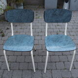 2 blue Formica cjaises, circa 1950