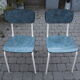 2 chaises en formica bleu vers 1950