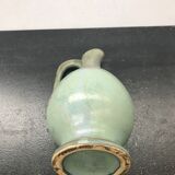 Former Green Ceramic Pitcher Signed 70s Vintage