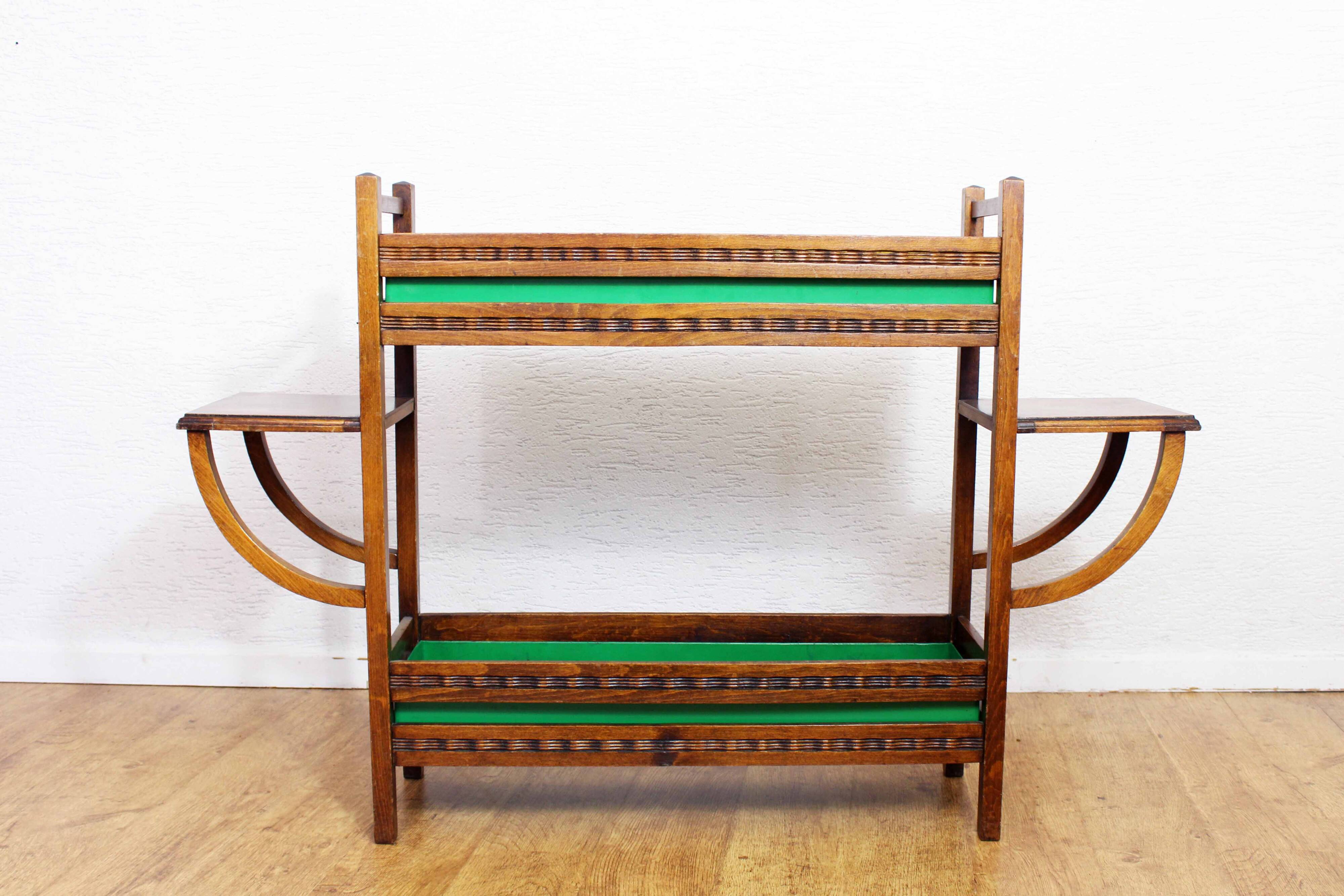 Art Deco planter in wood and zinc