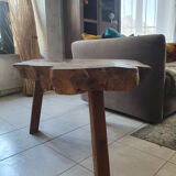 tree trunk table, brutalist, solid oak