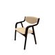 Chaise de salle à manger vintage en bois courbé : style milieu du siècle des années 1970, bois noir et tissu beige