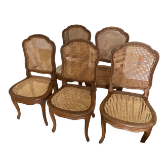 Set of 5 tanned chairs