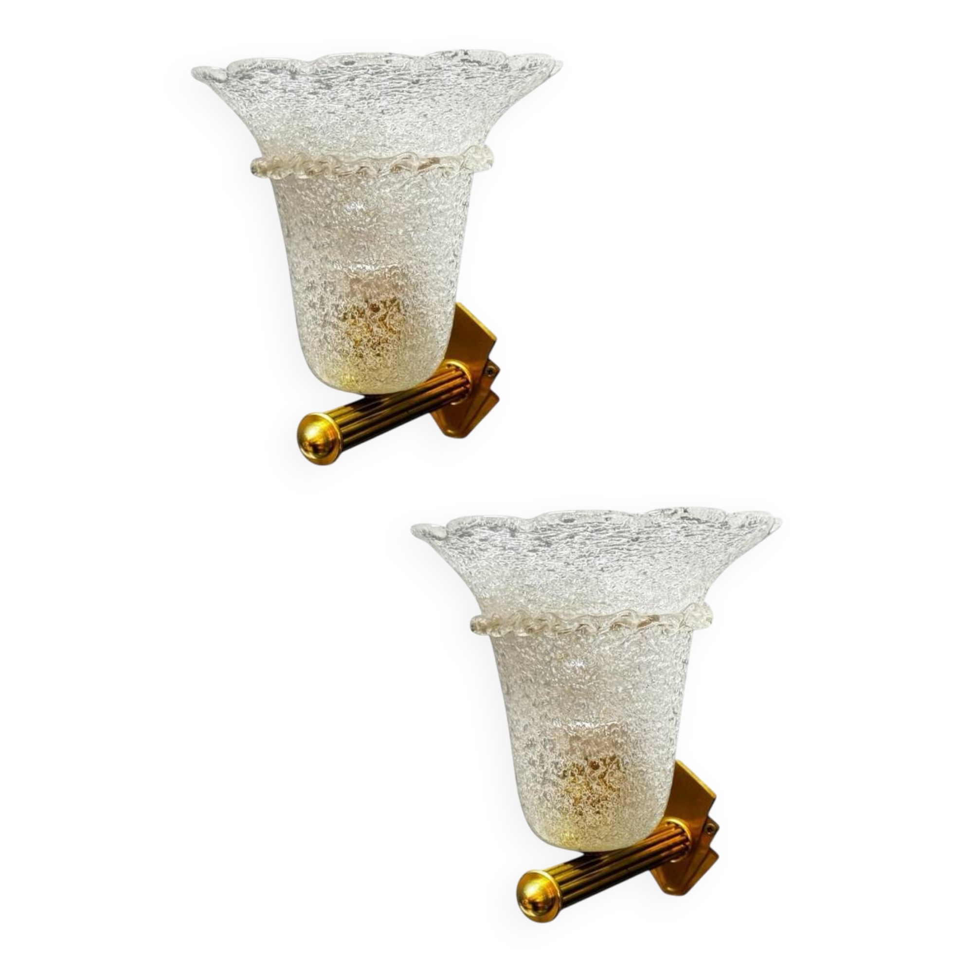 Murano Glass Brass Sconces Set of 2
