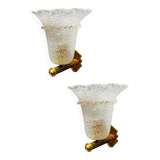 Murano Glass Brass Sconces Set of 2