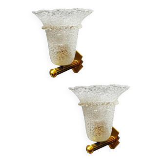 Murano Glass Brass Sconces Set of 2