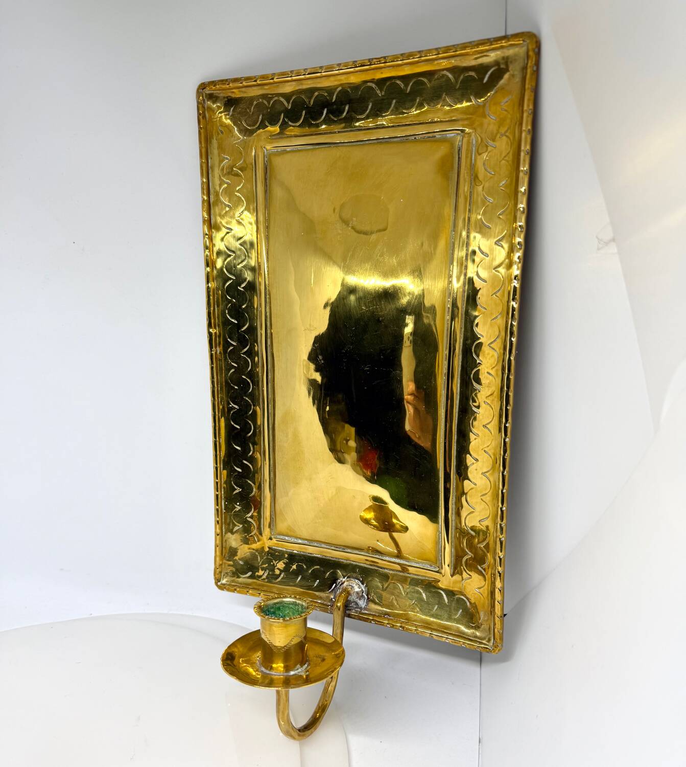 Large ScandiSca Vintage Brass Wall Candle holder  Sconce  height 34 cm