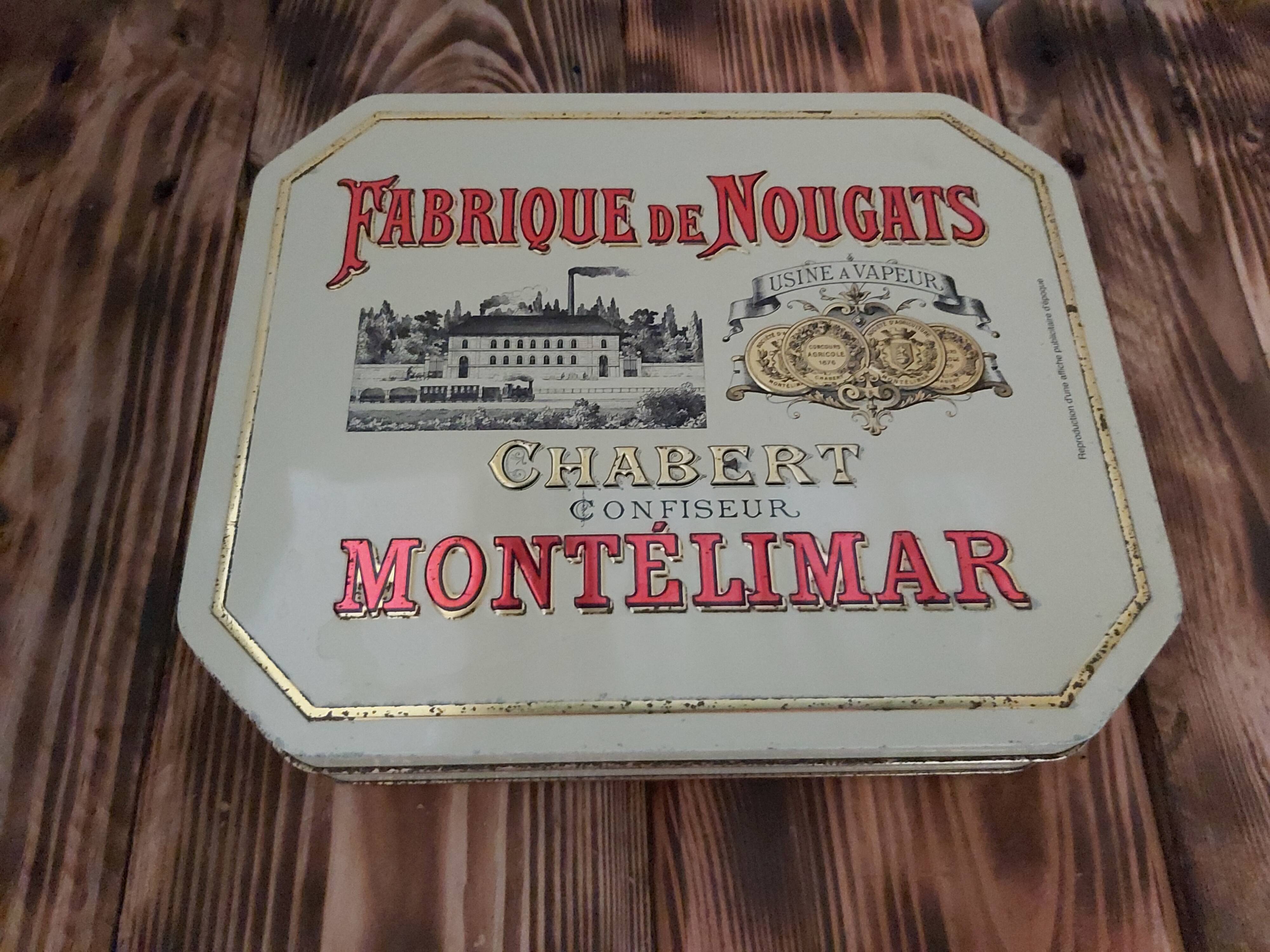 Boîte ancienne en métal Nougats Montélimar