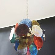 Pair of 4-light hanging chandeliers in Murano glass, Italy, 1980s.