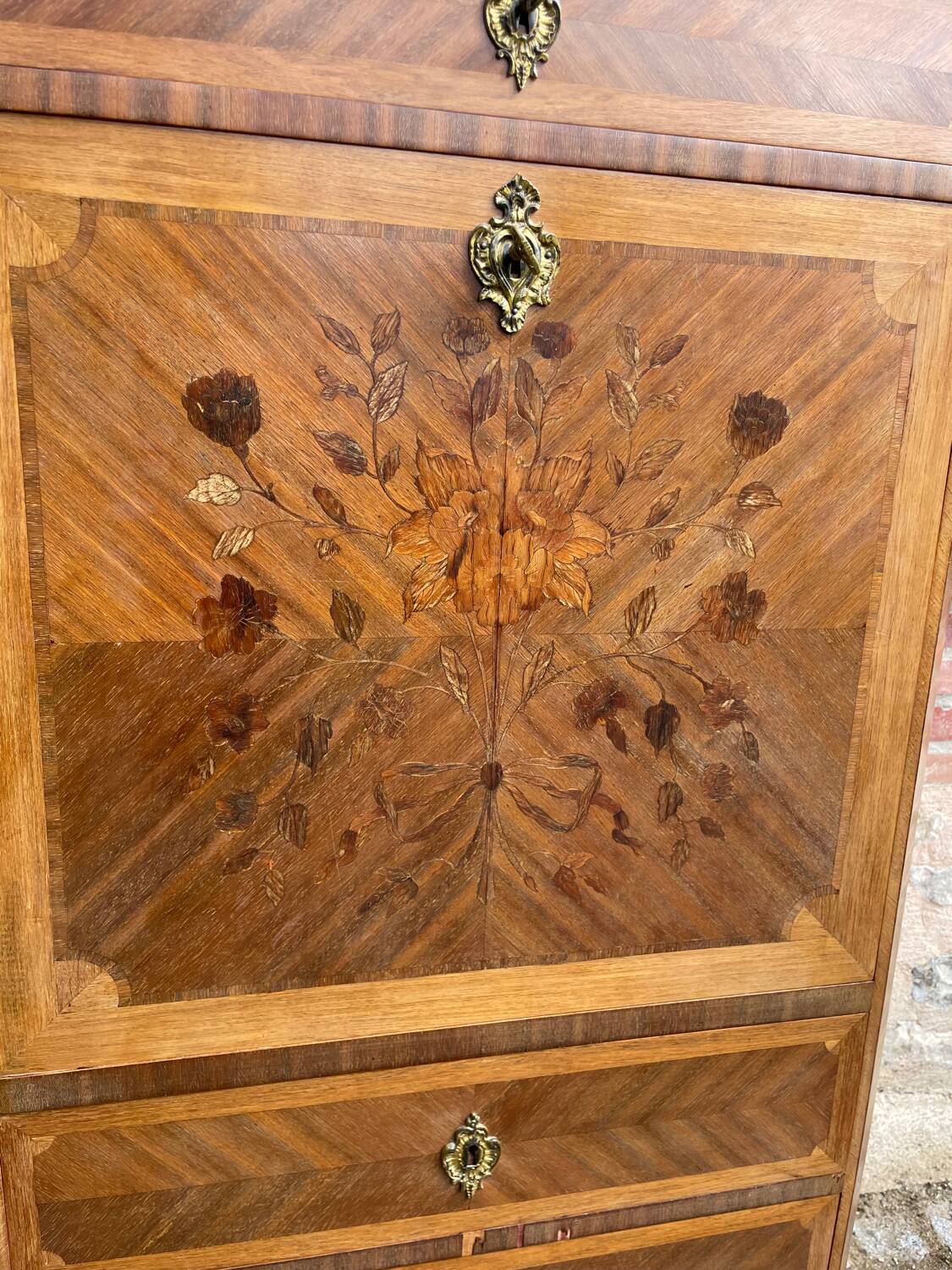 Old wooden and marble secretary