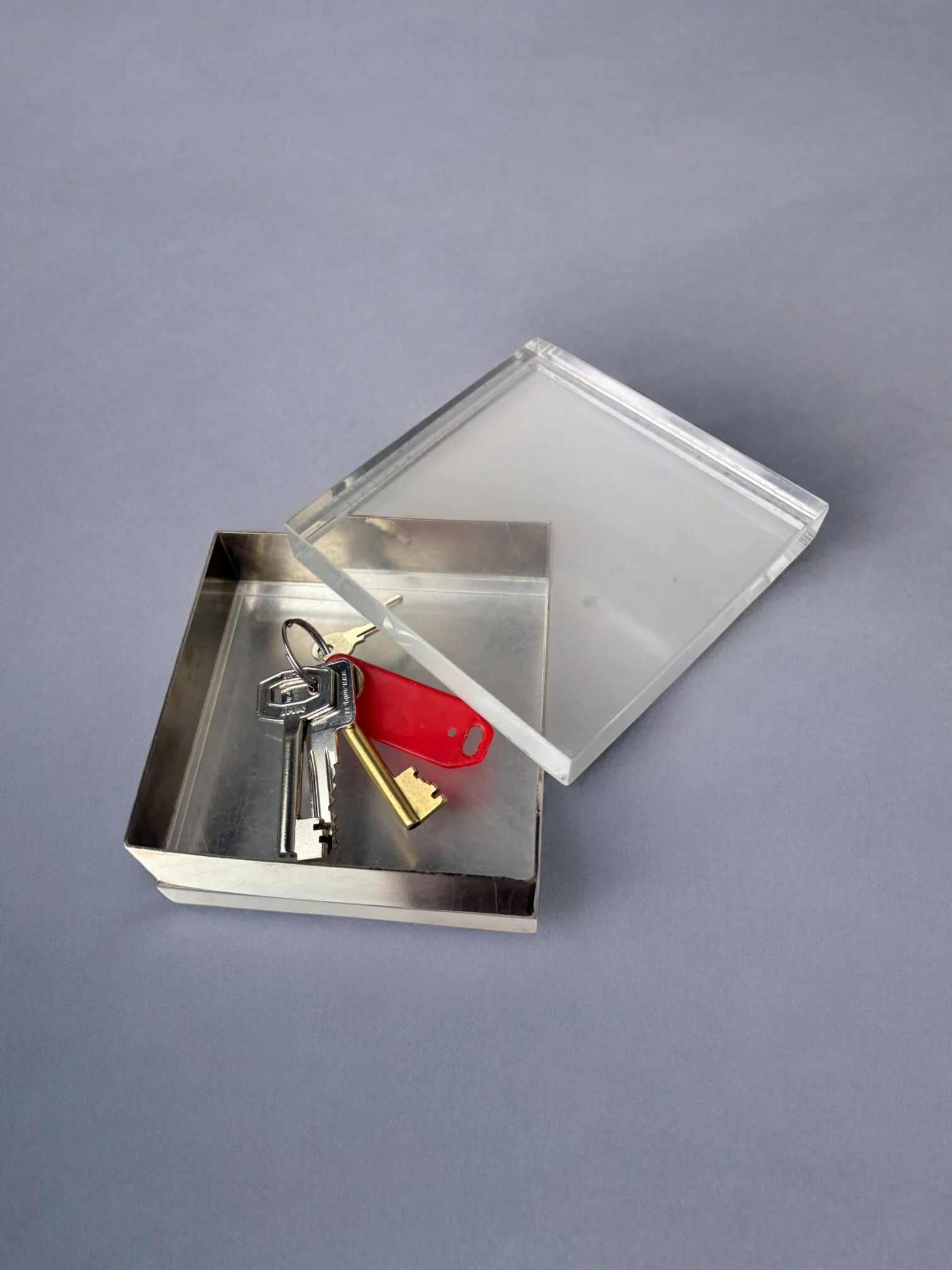 Lucite & chromed vanity box Gabriella Crespi style, Italy, 1970s