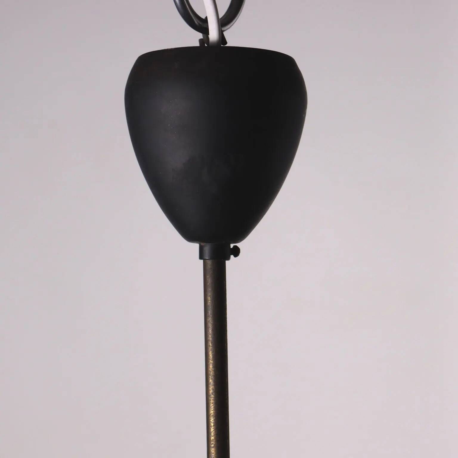 Enamelled aluminium ceiling lamp, brass, Italy, 1960s, Italian production.