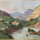 HST painting "Altitude landscape" Mountain and animated river signed