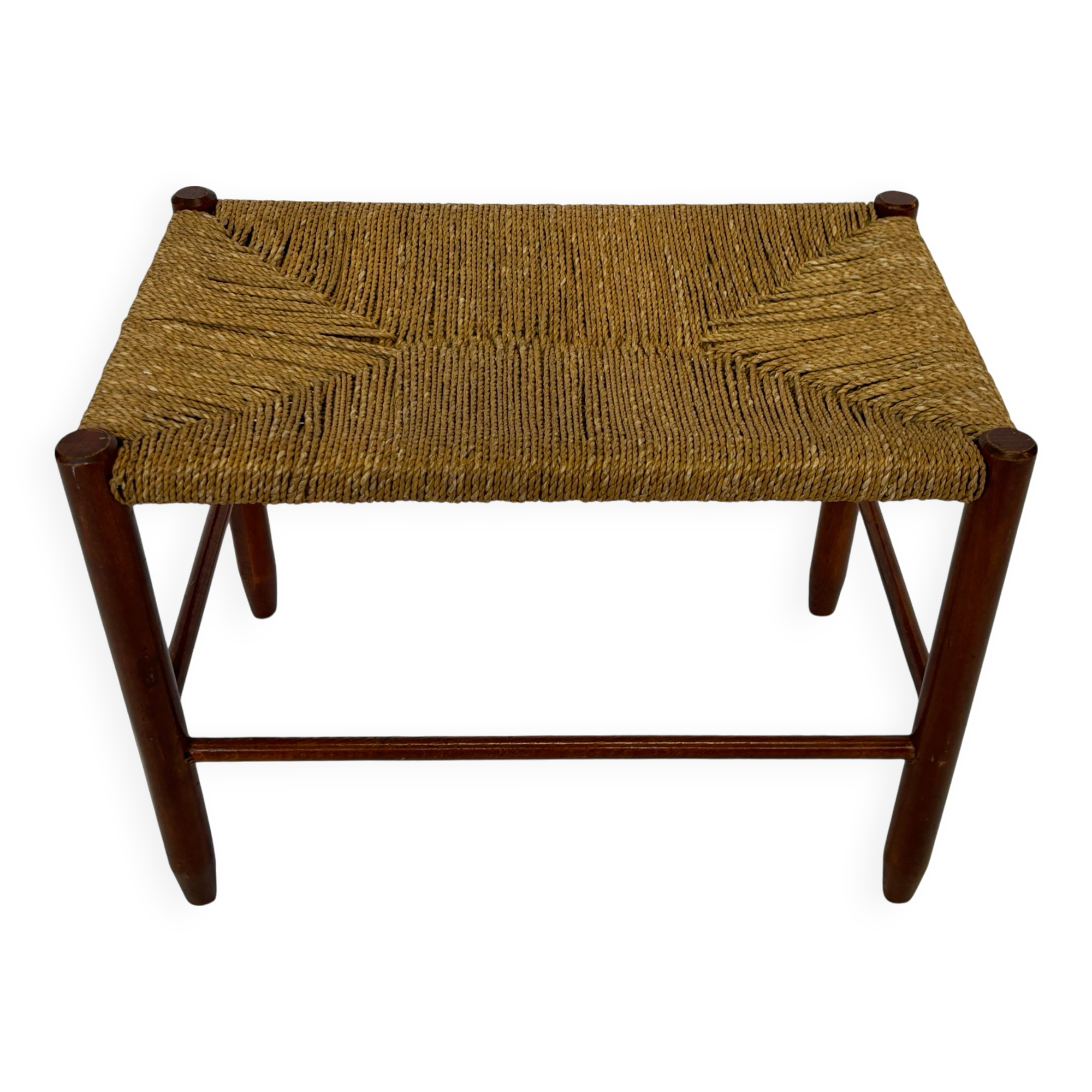 Vintage Stool Danish Papercord Rope Stool Mid Century Ottoman
