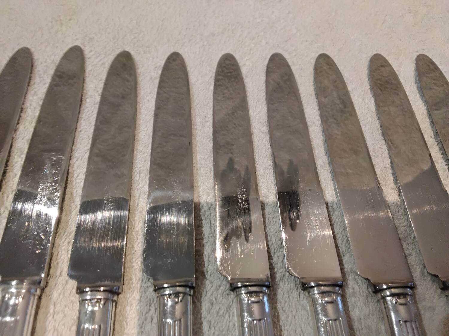 10 silver plated table knives goldsmith SFAM artdeco 25.1cm