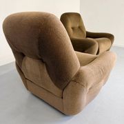 Lot of 2 cosy fabric armchairs, French design, vintage 1970s.