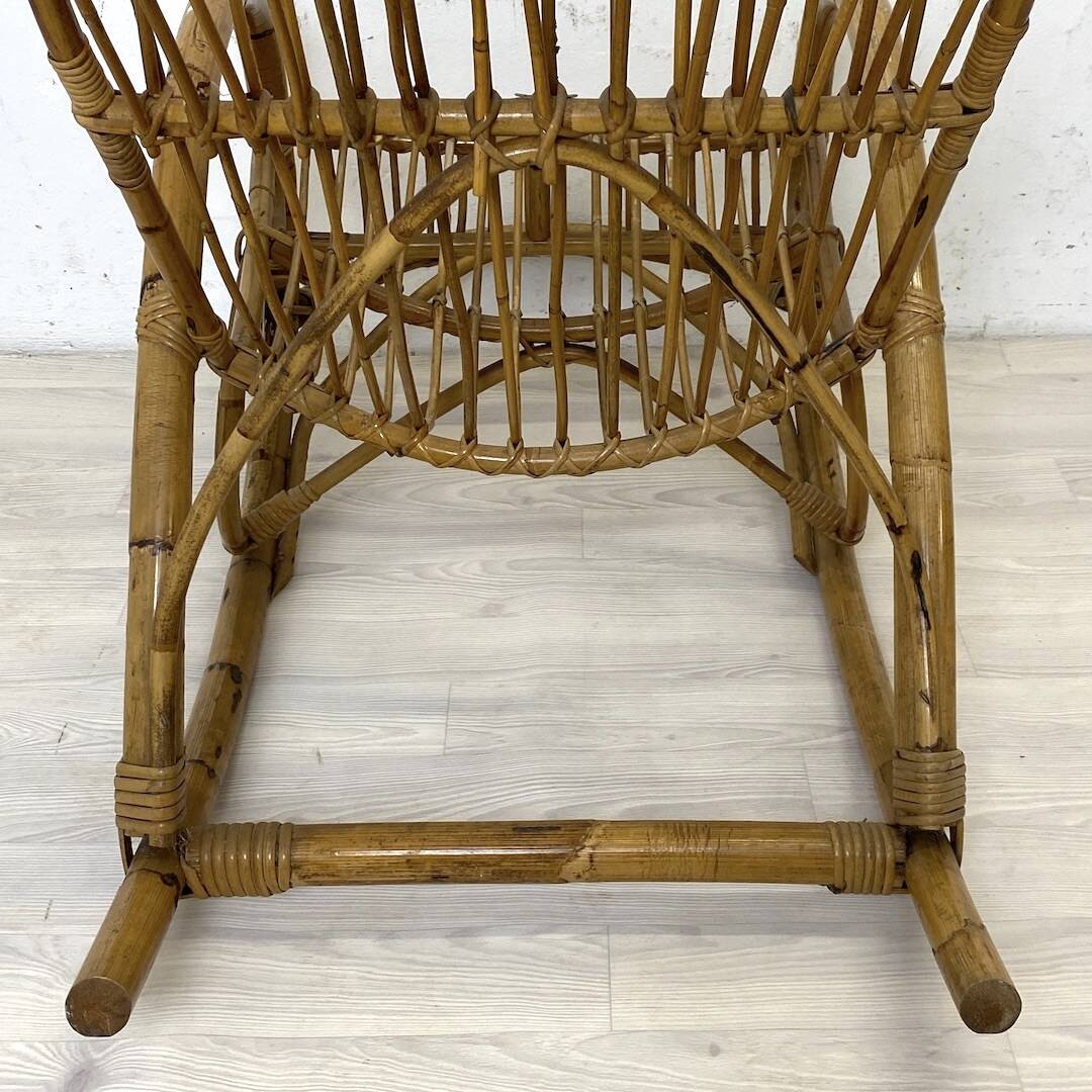 Vintage 1960s rattan rocking chair