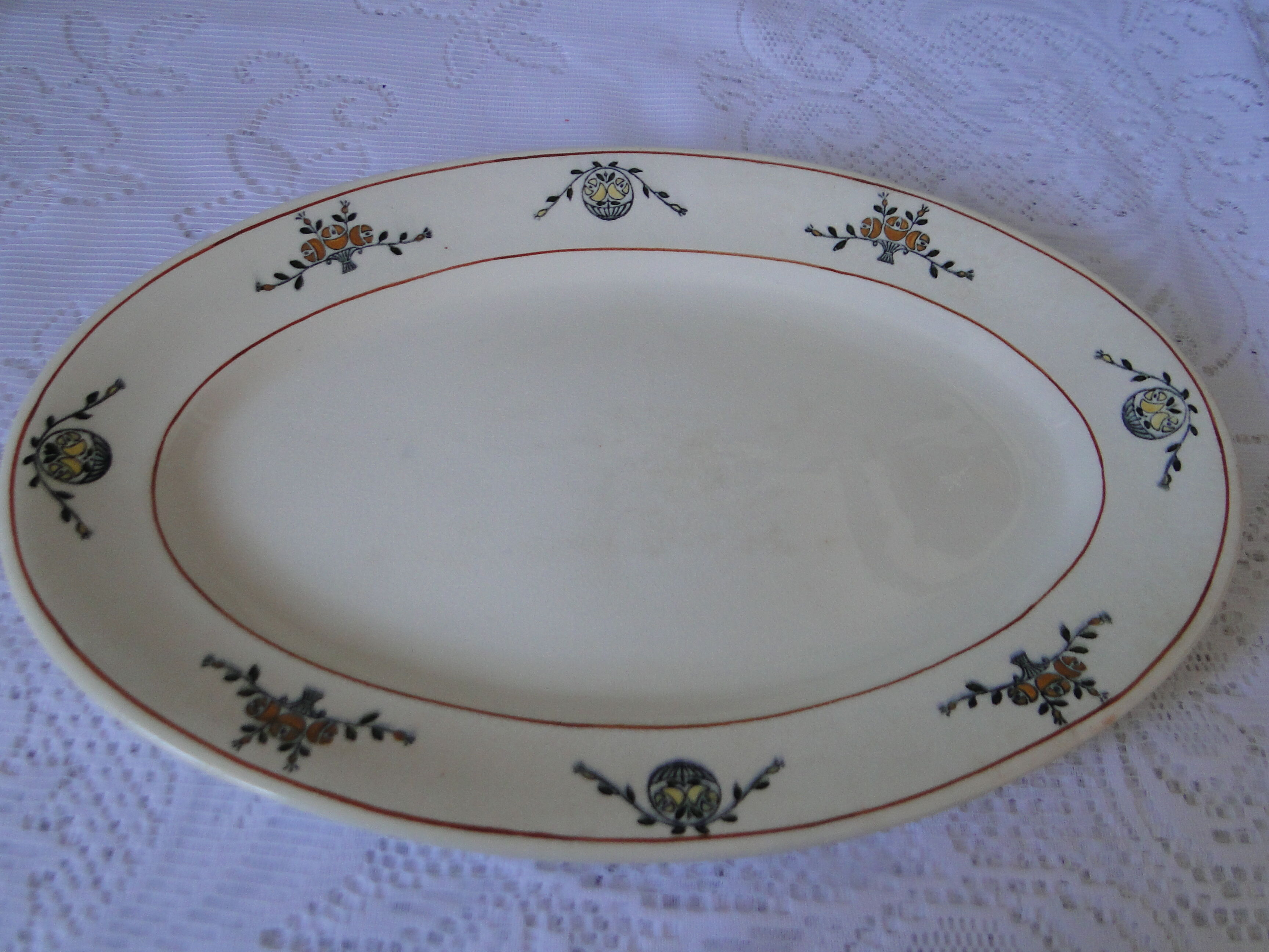 SERVING DISH OVAL E. CHARCOAL IRON EARTH SALINS ART NOUVEAU