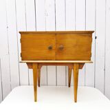 Bedside table varnished wood design 60's vintage