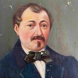 Raw attic: Painting "Portrait of a man with a bow tie" signed Cosson XIX°