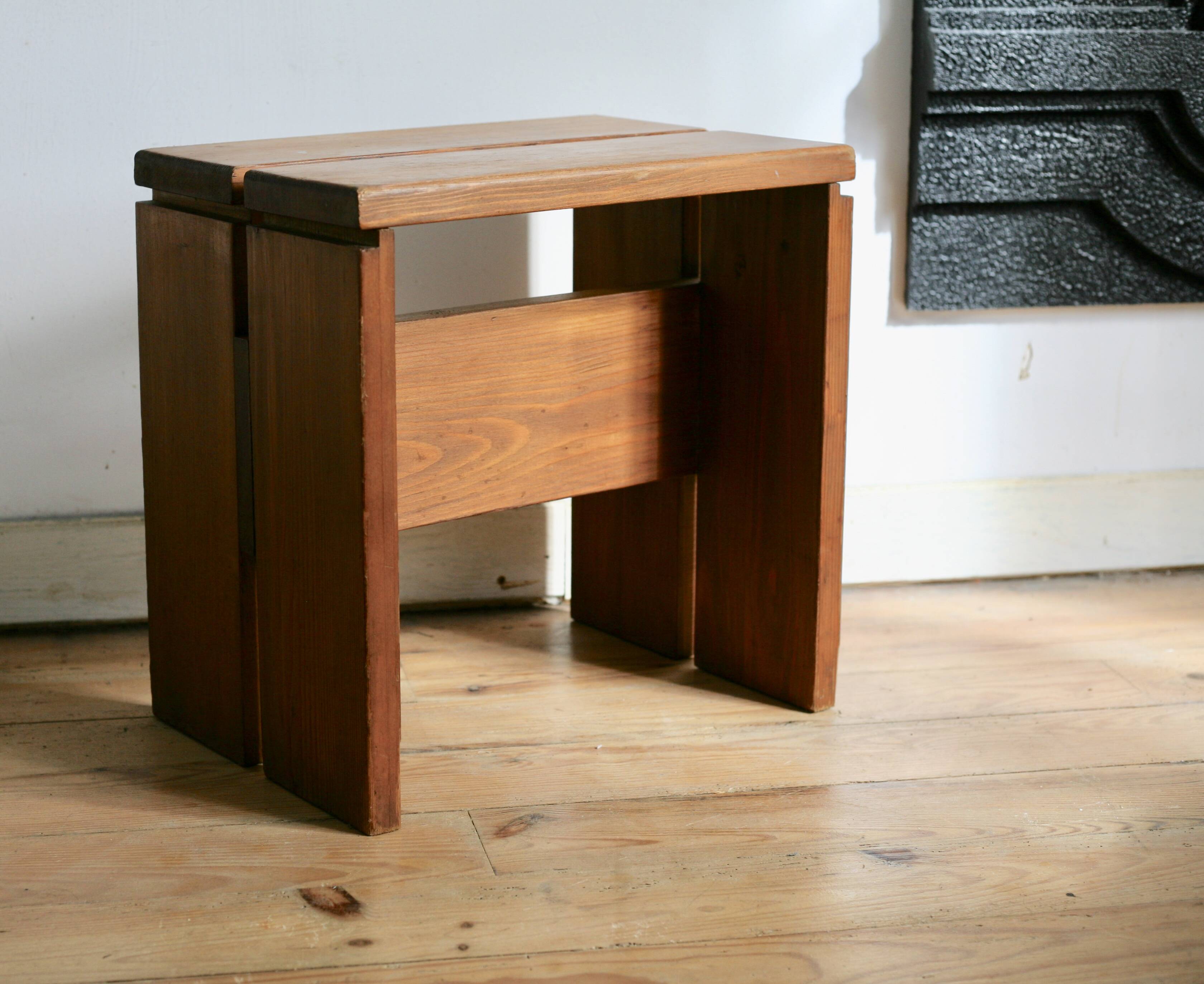 Large stool, selection by Charlotte Perriand for Les Arcs, France, 1960