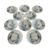 Set of ten plates in Longwy, botanical décor