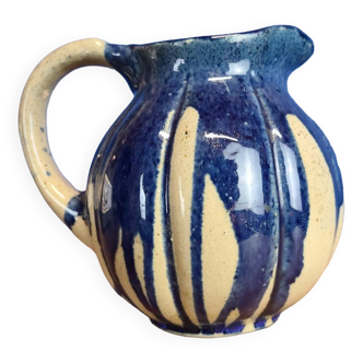60s pitcher, blue enamel, pumpkin shape