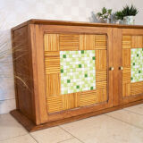 Row in oak, bamboo and mosaic